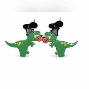 Green Dinosaur Halloween Earrings